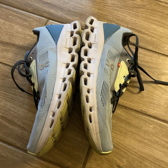 On Cloud Cloudtech Helion Women’s Size 9 White Blue Running Shoes Sneakers - Picture 5 of 10